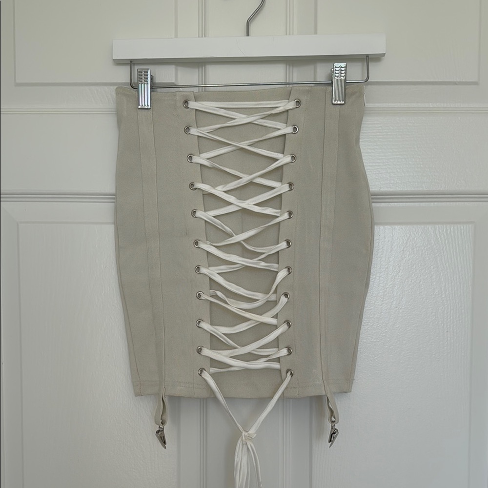 Lace-Up Beige Skirt